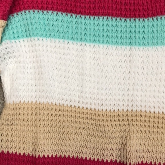 SHEIN Colorblock Crew Neck Sweater - Red, Beige, White, Aqua - Picture 3 of 7